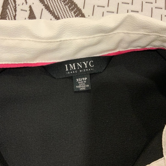 IMNYC Isaac Mizrahi Black Buttoned Blouse Shirt with White Collar and Cuffs - Picture 5 of 10